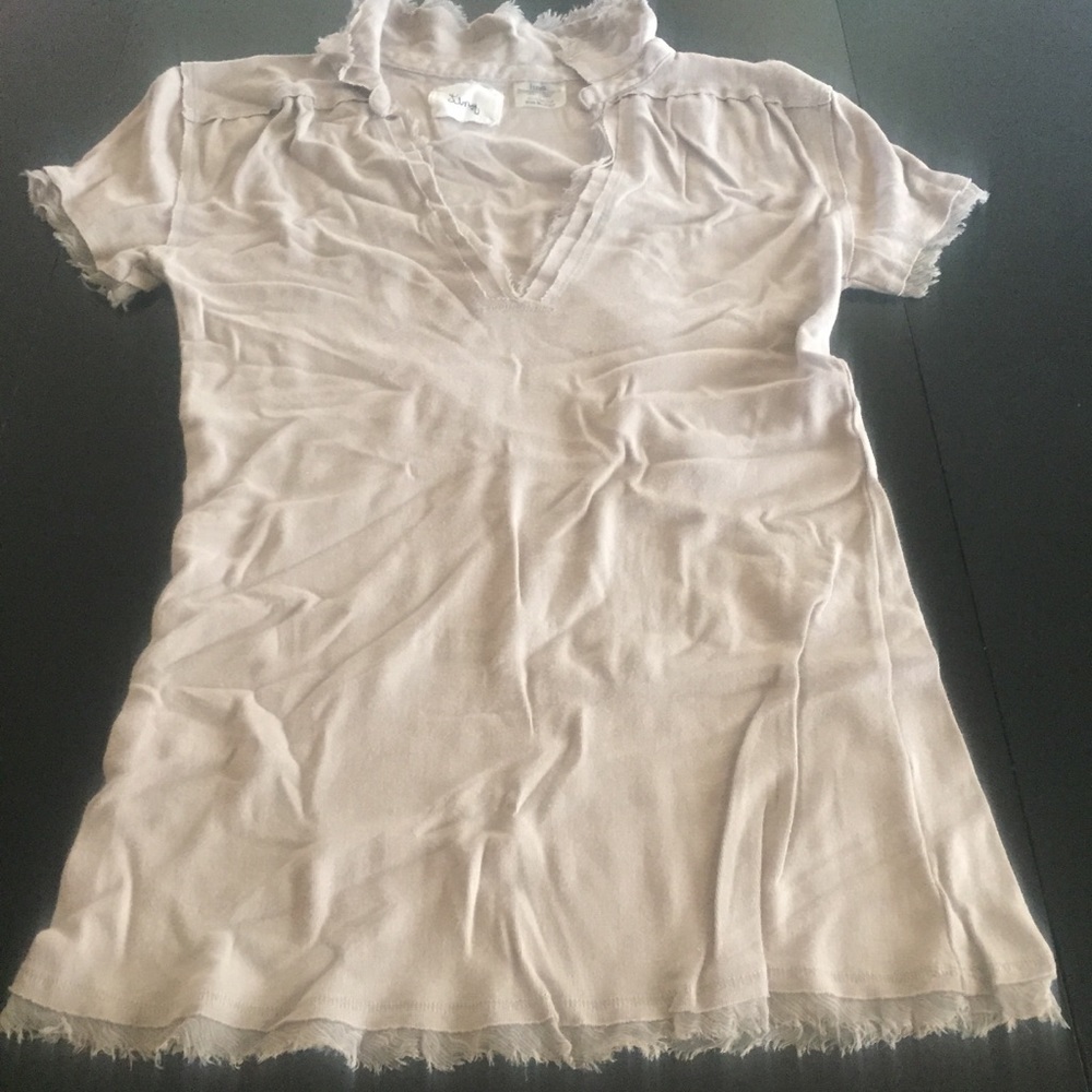 Linq tan Short sleeve shirt Silk trim